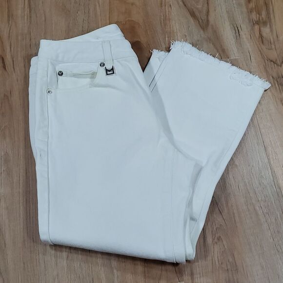 🔹️Michael Kors White Cropped Ankle Raw Hem Jeans Size 4/27 - Picture 1 of 15
